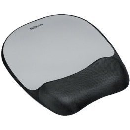 9175801, Memory Foam wrist support with mouse pad, silver strip design silver, Fellowes
