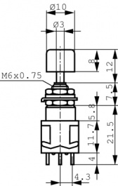 MPA 206R, Push-button Switch on-(on) 2P, Knitter-switch