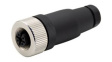 RND 205-01196 M12 Circular Connector, Straight, Socket, 3 Poles, A-Coded, Screw