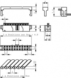 89947-744LF, Socket Minitek 2x22P, FCI (Amphenol FCI, AFCI))