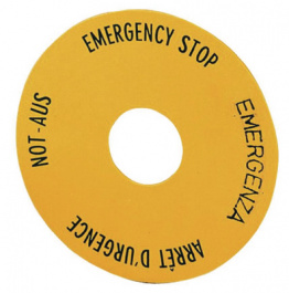 SRT1, Emergency stop sign in four languages diam. 60 mm 25 x 25 mm, Eaton