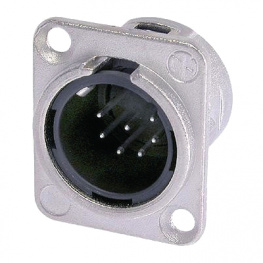 NC7MD-L-1, Гнездо; XLR; "папа"; PIN:7; фланец (2 отверстия), на панель; пайка, Neutrik
