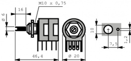 72466, Wire potentiometer 2 kOhm 2 x 2 kOhm linear +- 5 %, Contelec