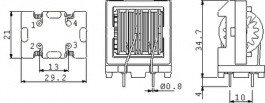 EV28-1.5-02-20M, Индуктор, радиальный 20 mH (2x) 1.5 A (2x), Schaffner