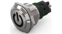 82-6162.1000.B002, Pushbutton Switch, 1CO, Maintained Function, Silver, EAO