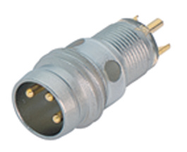 09-3415-41-04, Panel-mount plug, 768 series 4+LED yellow Pole no. 4+LED gelb, Binder