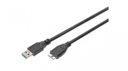 AK-300116-018-S, Cable USB-A Plug - USB Micro-B Plug 1.8m Black, DIGITUS