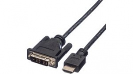 11.04.5552, DVI (18+1) - HDMI Cable m - m Black 5 m, Roline