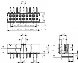 98464-G61-18ULF, Pin header, Minitek 2x9-pin 90deg 2x9P, FCI (Amphenol FCI, AFCI))