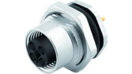 09 0632 90 04, M12 Panel Mount Socket, 4P, T-Coded, M16F, Solder, Binder