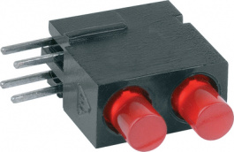 1801.2236, LED; в корпусе; красный; 3мм; Кол-во диод: 2; 20мА; 100°; 0,5?1,2мкд, Mentor