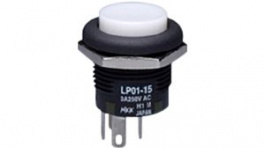 LP0115CCKW015FB, Illuminated Pushbutton Switch 1CO 3 A 30 VDC/125 VAC/250 VAC, NKK Switches (NIKKAI, Nihon)