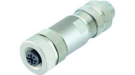 99 3730 810 04, M12 Straight Cable Plug, CAT5, Poles 4, D-Coded, Screw Clamp, Binder