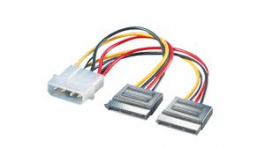 11.03.1050, Power Extension Cable Molex 4-Pin - 2x SATA 15-Pin Female 120mm Multicolour, Roline