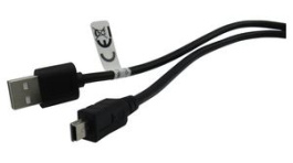 RND 765-00051, USB A Plug to USB Mini-B 5-Pin Plug Cable 4.5m Black, RND Connect