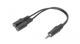AK-510301-002-S, Audio Adapter, 3.5 mm Plug - 2x 3.5 mm Socket, DIGITUS