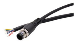RND 205-01219, M12 Straight Plug Cable Connector, 5m, 8 Poles, A-Coded, Solder, RND Connect