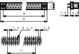 102E10069X, Multipole socket, straight 21P, Conec
