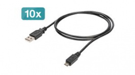 AK-990943-010-S, Cable Set USB-A Plug - USB Micro-B Plug 1m Black, DIGITUS