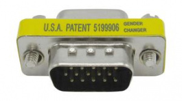RND 205-00935, Mini Gender Changer, HDB15 Socket to HDB15 Plug, Silver, RND Connect