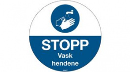 306909, Wash Your Hands, Floor Sign, Norwegian, White on Blue, Polyester, Mandatory Acti, Brady