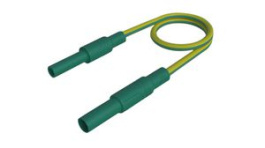 MAL S GG-B 25/2,5 GREEN YELLOW, Test Lead, Plug, 4 mm - Socket, 4 mm, Green / Yellow, Nickel-Plated Brass, 250mm, Hirschmann