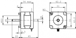 HY200-1713-0033-BX04, Hybrid Stepper Motor, 0.14 N-m, 0.33 A, MAE