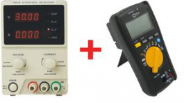 BUNDLE - 320-KD3005D + 355-00003, Bench Top Power Supply + Digital Multimeter, 30V, 5A, 150W, Adjustable, CEE 7/7, RND Lab