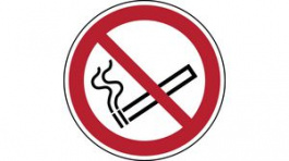 821997, ISO Safety Sign - No Smoking, Round, Black / Red on White, Polyester, 1pcs, Brady