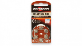 HEARING AID AZA312 BLISTER6 [6 шт], Hearing-aid battery 1.45 V 180 mAh, Ansmann