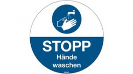 306904, Wash Your Hands, Floor Sign, German, White on Blue, Polyester, Mandatory Action,, Brady