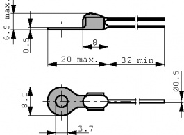 B59901-D90-A40, PTC-резистор с выводами 100 Ω 90 °C, TDK-Epcos