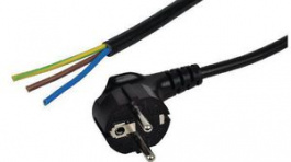 RND 465-00953, Mains Cable Type F (CEE 7/4) - Open End Connector 3m Black, RND Connect