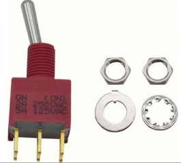 RND 210-00453, Miniature Toggle Switch, On-None-(On), PC Thru-hole, RND Components