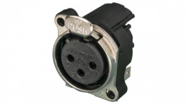 NC3FBH2, XLR Panel-mount female receptacle, 3 Poles B Horizontal/PCB Mounting/Separate Gr, Neutrik