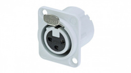 NC3FD-LX-WT, XLR Panel-mount female receptacle 3 DLX Soldering Connection, Neutrik