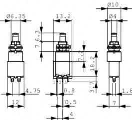 8642A, Push-button Switch on-(on) 2P, APEM