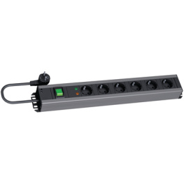 300.012, Outlet Strip with Overvoltage Protection TRADESMAN'S 6x DE Type F (CEE 7/3) Socket - DE Type F (CEE 7/7) Plug Black / Silver 2m, Bachmann
