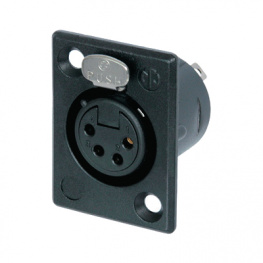 NC4FP-B-1, XLR Panel-mount female receptacle 4 Poles P Soldering Connection Black, Neutrik