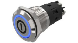 82-5152.2124.B001, Illuminated Pushbutton 1CO, IP65/IP67, LED, Blue, Maintained Function, EAO