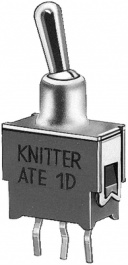 ATE 1 H, Переключатель: тумблер; Пол: 3; SPDT; (ON)-OFF-ON; 0,05A; 0,05A, Knitter-switch