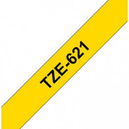 TZE-621, Этикеточная лента 9 mm черный на желтом, Brother