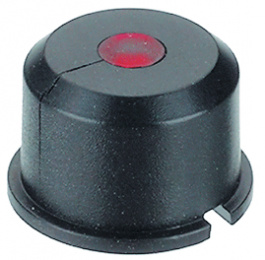 1E098, Cap, round, black for red LED red, MEC