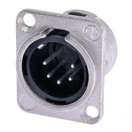 NC5MD-L-1, Гнездо; XLR; "папа"; PIN:5; фланец (2 отверстия), на панель; пайка, Neutrik