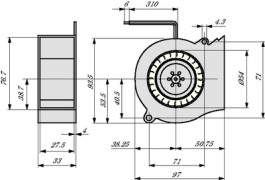 RL65-21/14, Вентилятор: DC; blower; 97x94x33мм; 55м3/ч; 62дБА; шариковый, Ebmpapst
