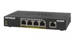 GS305P-200PES, Ethernet Switch, RJ45 Ports 5, Unmanaged, NETGEAR