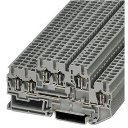 3038516, STTB 2,5-TWIN double-level terminal block, 0.08...2.5 mm2 500 vac 22 a grey, Phoenix Contact