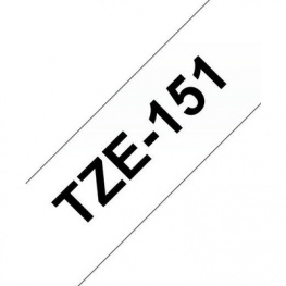 TZE-151, Этикеточная лента 24 mm черный на прозрачном, Brother