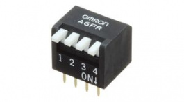 A6FR-4104, Piano DIP Switch Long Lever 4 Positions 2.54mm PCB Pins, Omron