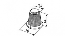 AT4103F, Knob 16 x 14.3 mm Black / Green, NKK Switches (NIKKAI, Nihon)